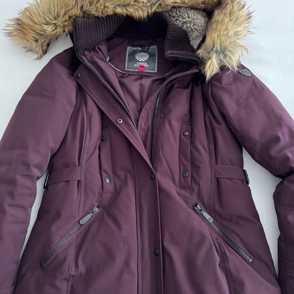 Vince Camuto Maroon Winter Jacket with Faux Fur Hood Size Medium - Picture 8 of 10